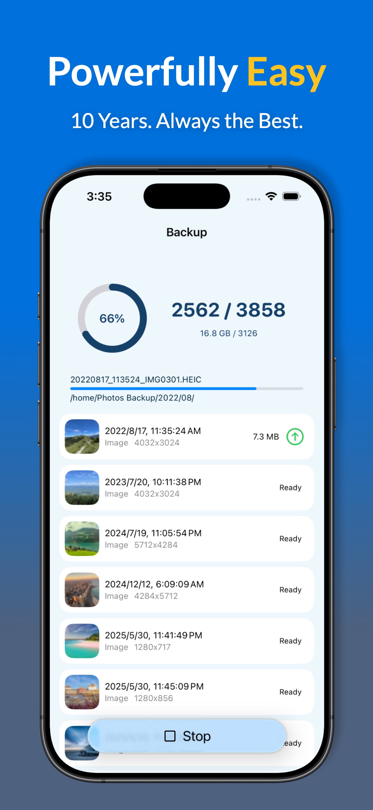 Synology Photo Backup Interface on iPhone